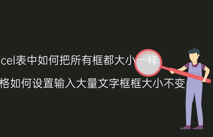 excel表中如何把所有框都大小一样 excel表格如何设置输入大量文字框框大小不变？